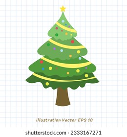 Christmas tree set decorated xmas trees winter ,Flat Modern design ,Vector illustration EPS 10