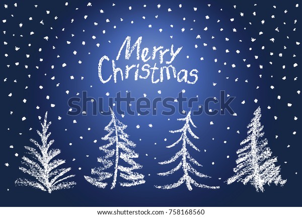 Christmas Tree Set Falling Snowflakes Like Stock Vector Royalty