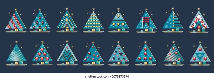 Juego de navidad de navidad de navidad de iconos geométricos. Gráficos vectoriales.