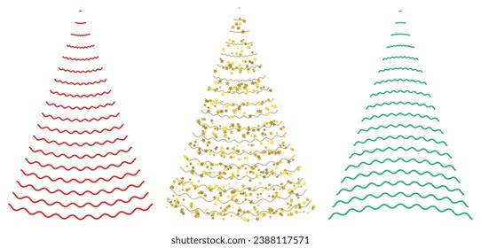 Christmas Tree Set. Golden Stars Glitter Xmax Tree
