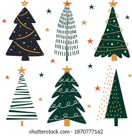 Christmas Tree Set. Good for postcard, poster, invitation, banner, brochure and other. Vector EPS 10.