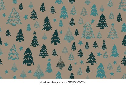 Weihnachtsbaumset, handgezeichnete Illustrationen.