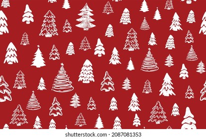 Christmas tree set, Hand drawn illustrations.	