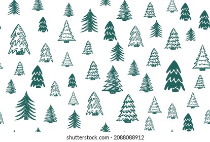 Weihnachtsbaumset, handgezeichnete Illustrationen.	