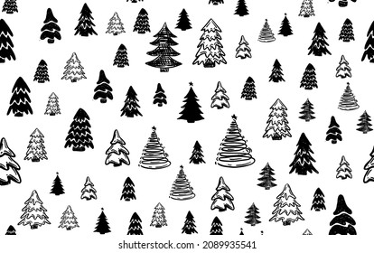 Christmas tree set, Hand drawn illustrations.	