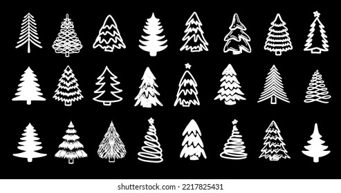 Christmas tree set, Hand drawn illustrations.	
