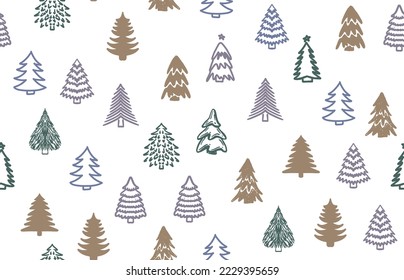 Christmas tree set, Hand drawn illustrations.	