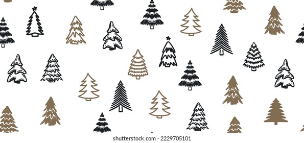 Christmas tree set, Hand drawn illustrations.