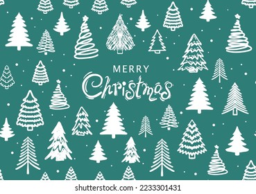 Conjunto de árboles de Navidad, ilustraciones dibujadas por la mano.	