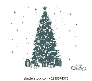 Christmas tree set, Hand drawn illustrations.
