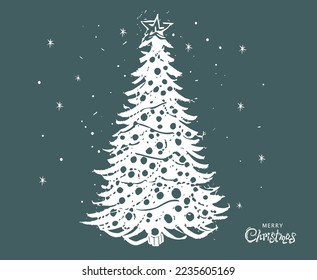 Christmas tree set, Hand drawn illustrations.
