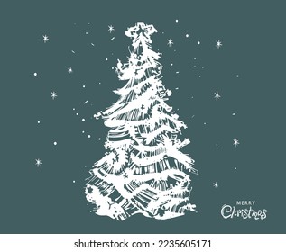 Conjunto de árboles de Navidad, ilustraciones dibujadas por la mano.
