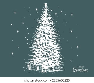 Christmas tree set, Hand drawn illustrations.
