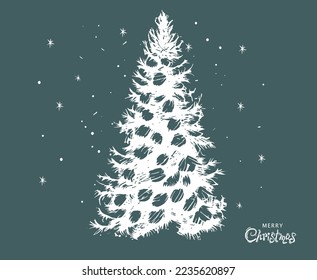 Conjunto de árboles de Navidad, ilustraciones dibujadas por la mano.
