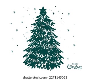 Conjunto de árboles de Navidad, ilustraciones dibujadas por la mano.	
