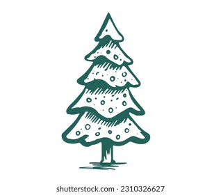 Christmas tree set, Hand drawn illustrations.	