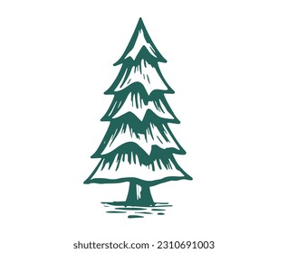 Christmas tree set, Hand drawn illustrations.	