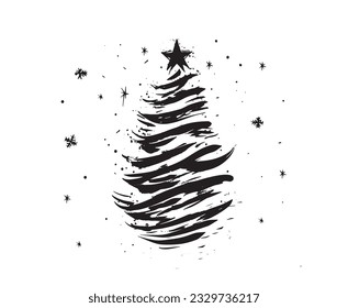 Christmas tree set, Hand drawn illustrations.	