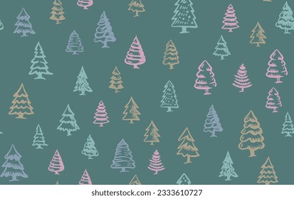 Christmas tree set, Hand drawn illustrations.