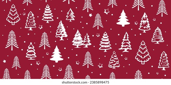 Christmas tree set, Hand drawn illustrations.