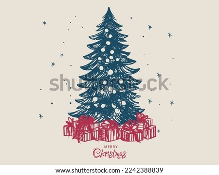 Christmas tree set, Hand drawn illustrations.	