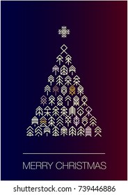 Christmas tree set. Hologram effect. Scandinavian style. Stock vector.