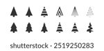 Christmas tree set icon. X-mas sign simbol, fir tree silhouettes. Vector isolated flat illustration for holiday design