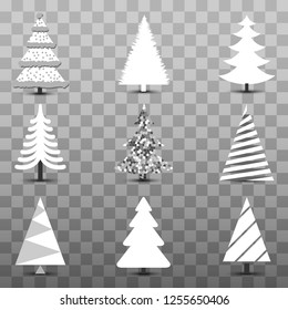 Christmas Tree Set Isolated on transparent Background. Illustration Vector