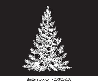 Weihnachtsbaum-Set. Frohe Weihnachten und ein glückliches neues Jahr. Handgezeichnete Illustrationen. Vektorgrafik.