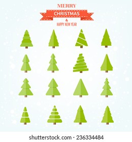 Christmas tree set. New year. Winter holidays. Celebration. Xmas.