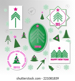 Christmas tree set ot design elemens