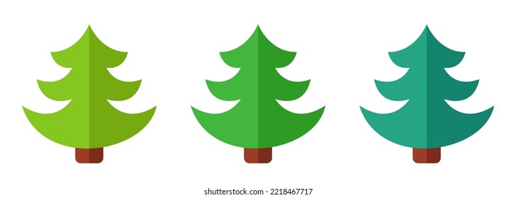 Christmas tree set. Christmas tree paper cut. Vector clipart isolated on white background.