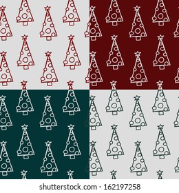 Christmas tree set seamless pattern