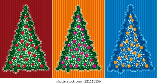 Christmas tree. The set of stylized Christmas Trees.
