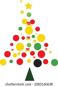 Christmas Tree, Set of Christmas trees, modern colorful flat Icon Isolated on white background