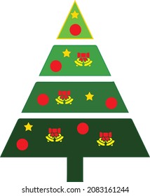 Weihnachtsbaum, Set von Weihnachtsbäumen, moderne, farbenfrohe Flachsymbol einzeln auf weißem Hintergrund