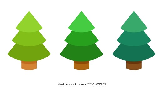 Christmas tree set. Vector clipart isolated on white background.