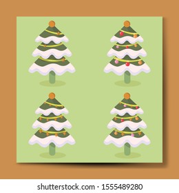 Christmas Tree Set Vector Design Illustration