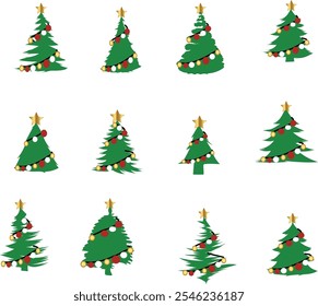 árvore de natal conjunto Vetor Design Illustration. Bom para banner, cartaz, cartão de mensagem, Elemento, cartão de festa, convite, modelo, publicidade, campanha e mídia social.
