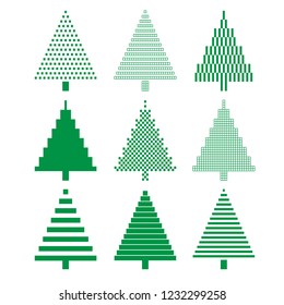 Christmas tree set. Vector illustration