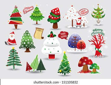 Christmas tree set - Vector illustration