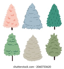 Christmas tree set. Vector illustration