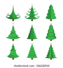 Christmas tree set. Vector illustration.