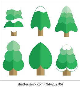 Christmas tree set, vector illustration.