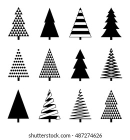 Christmas tree set. Vector illustration