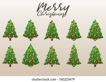 Christmas tree set, vector illustration. Can be used for greeting card, invitation, banner, web design.