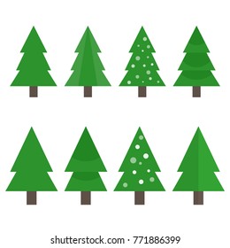 Christmas tree set. Vector illustration.
