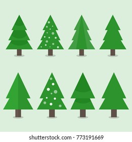 Christmas tree set. Vector illustration.
