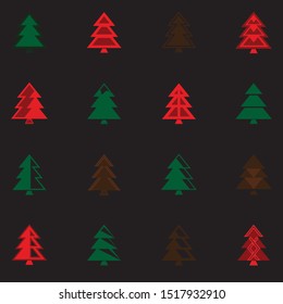 christmas tree set. Vector Illustrations icons