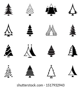 christmas tree set. Vector Illustrations icons